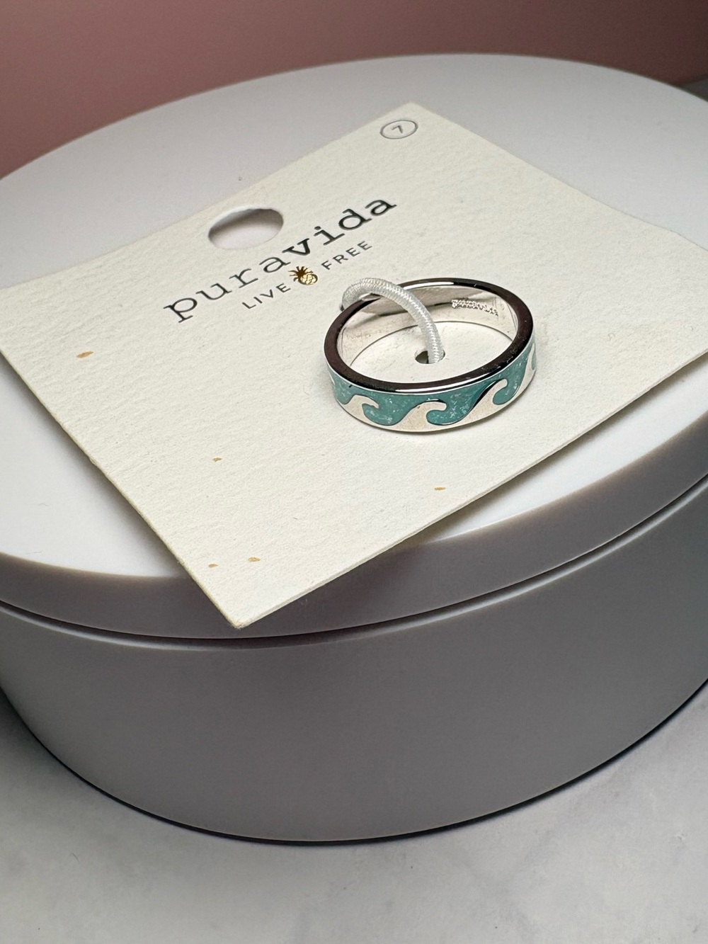 🌊 Pura Vida Teal Wave Enamel Ring NWT